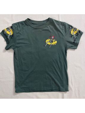 Fresh Laundry Green Graphic T-Shirt with Skeleton Design and 'Don't Kill My Vibe